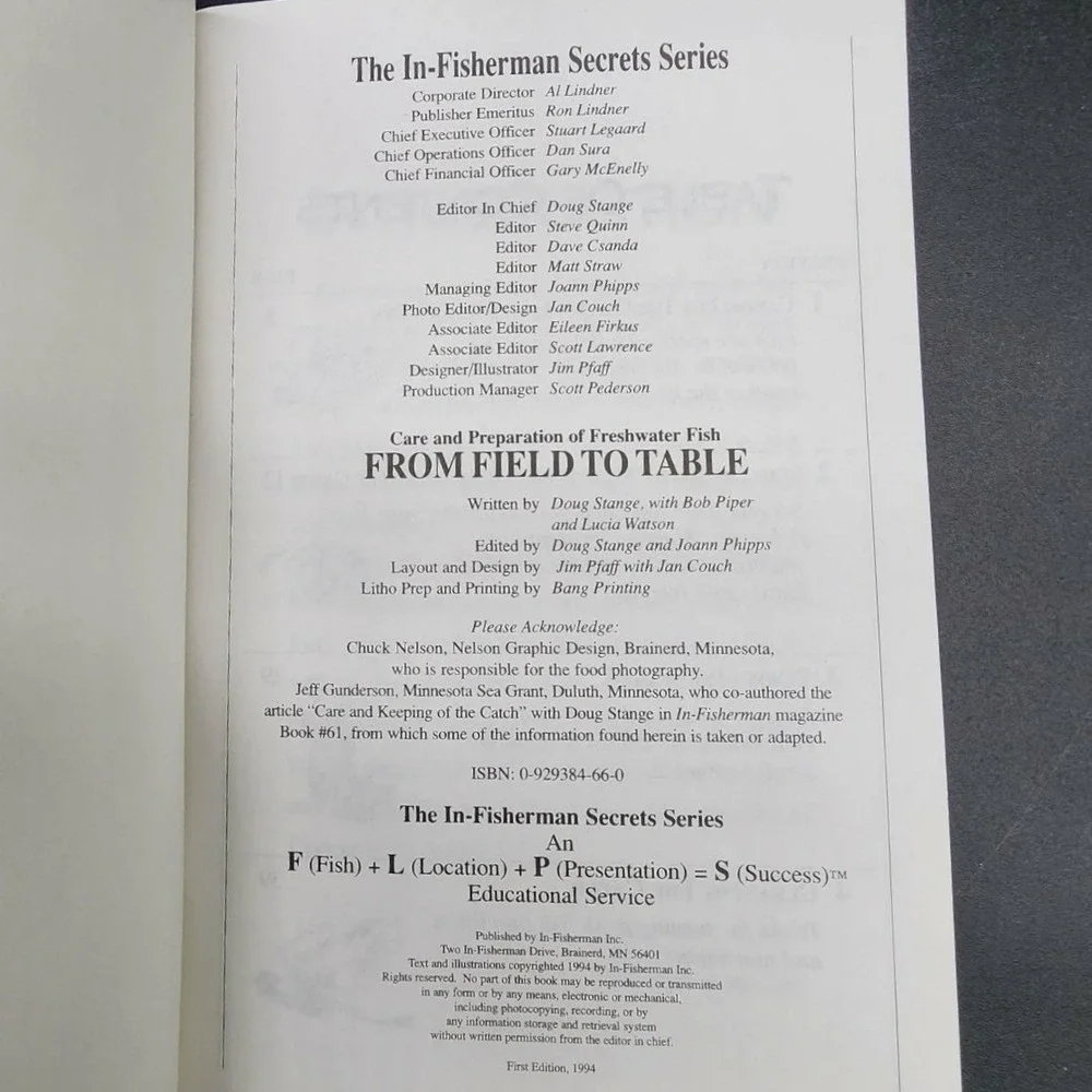 From Field to Table In-Fisherman Secrets Series Softcover New Old Stock Fishing‎
